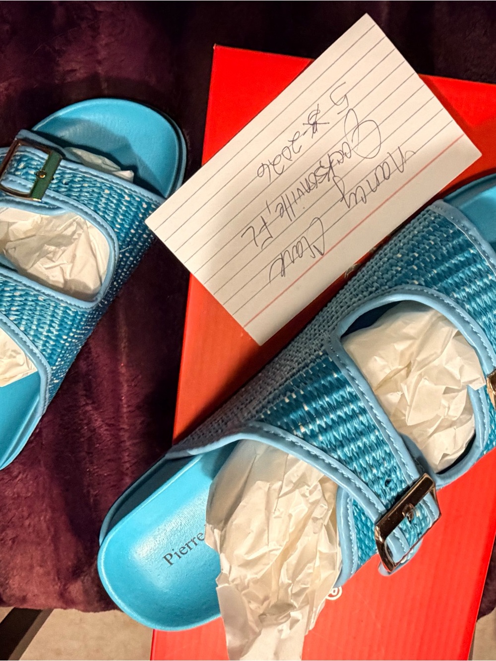 Onia Bright Blue Woven Slide Sandals with Buckle